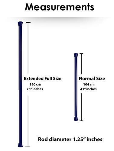 Image of Story@Home Curtain Rod 104-170 CM | Adjustable Rod Without Drilling | Extendable Shower Curtain Tension Rod | Rustproof Metal Curtain Rod Pipe | Stable Spring Installation | Blue