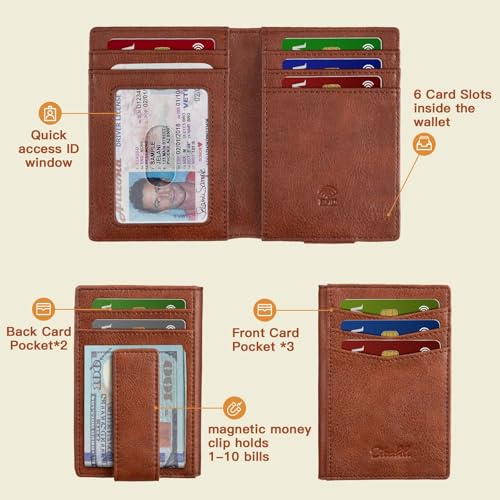 Zitahli Mens Slim Wallet - RFID Blocking Leather Bifold with Magnetic Closure, 12+ Card Capacity ID Window | Money Clip Gifts for Him2
