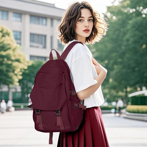 Image of coowoz Lightweight School Bag Casual Daypack College Laptop Backpack for Men Women Water Resistant Travel Rucksack for Sports High School Middle Bookbag for girls(Red)