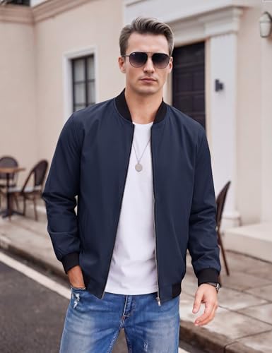 Image of TACVASEN Men's Lightweight Jacket Spring Bomber Fall Windbreaker Casual Stylish Coats with Pockets