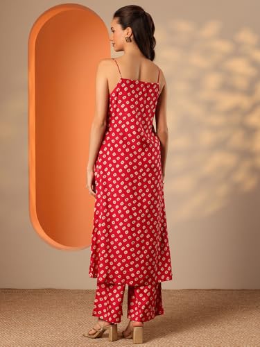 Image of Libas Printed Rayon Straight Kurta With Palazzo | daily wear suit