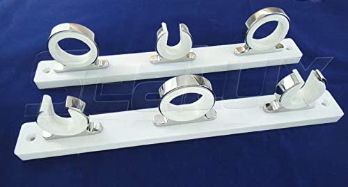 SeaLux Marine Rod Reel Hanger Storage Rack with Snap Lock Rod Holders on White Poly Board