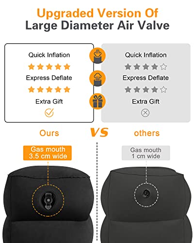 Sunany Inflatable Foot Rest Pillow for Travel, Kids/Adults Airplane Travel Pillow-Adjustable Height for Kids to Sleep While Traveling,Suitable for Airplane, Cars, Office, Home and Any Travel (Black) - Image 6
