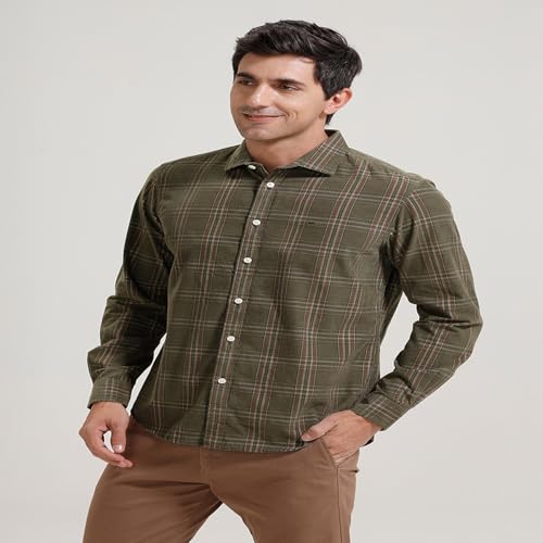 Image of BASICS 100% Cotton Checked Shirt for Men | Slim Fit | Everyday Smart Casual Wear | Full Sleeve