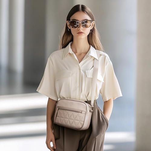 Image of Missnine Small Crossbody Purse Women Quilted Crossbody Bags Soft Leather Shoulder Handbags with Adjustable Strap