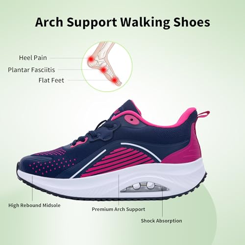 Women's Walking Shoes Arch Support Orthotic Sneakers Comfortable Tennis Shoes for Plantar Fasciitis Pain Relief US 6-113