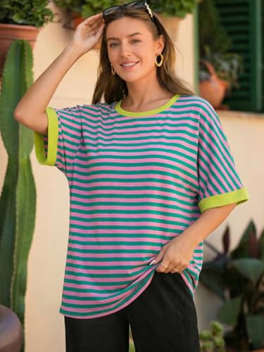 Image of ATHMILE Womens Oversized T Shirts Summer Tops Spring Casual Loose Fit Workout Short Sleeve 2026 Beach Vacation