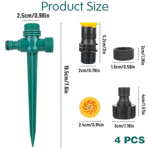 4 Stück Rasensprenger 360° Drehbarer Gartensprenger, Multifunktion Garten Sprinkler, Wassersprenger Einstellbar Automatische, Einstellbarer Wassersprinkler, Sprinkler für Garten Rasenbewässerung