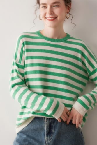 Cute Striped Cashmere Tops，2025 New Long Sleeved Color Blocked Round Neck Sweater，Suitable for Home School Travel3