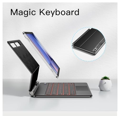 Image of RTSY Magic Style Keyboard for Samsung Galaxy Tab S10 Plus, S10+, S9 Plus, S9+, S9 FE Plus, S8 Plus, S7 Plus (12.4 Inch) with 7-Colors Backlit & Multi Touch Trackpad, Floating Cantilever Design. LED