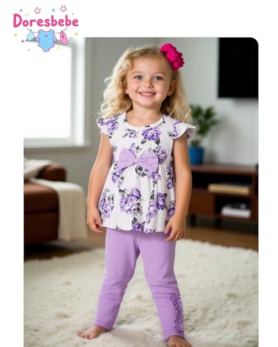 Image of Doresbebe Baby Girl Clothes Toddler Girl Outfits Infant Girl Summer Clothes for Girl Ruffle Shirt Pants+Cute Headband 3PCS