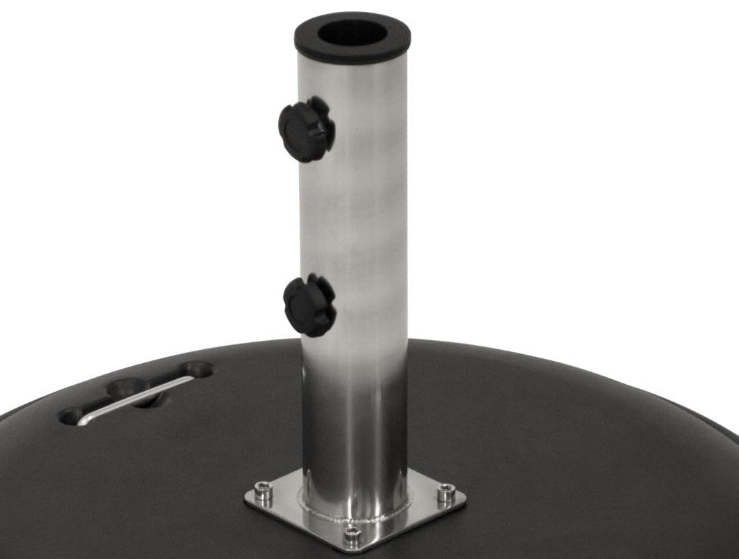 DEGAMO Schirmständer aus Polymerbeton mit Rollen, Rund, 50kg Gewicht, für Schirme bis 350cm, Schwarz, 60cm Durchmesser