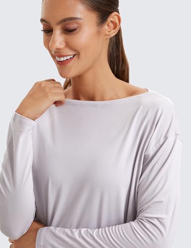 Image of CRZ YOGA Long Sleeve Workout Shirts for Women Loose Fit-Pima Cotton Yoga Shirts Casual Fall Tops Shirts
