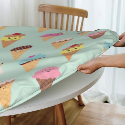 Nappe ronde imprimé crème glacée imperméable et résistante aux taches lavable