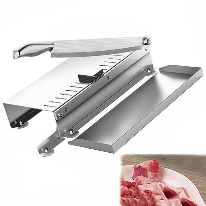 Manual Frozen Meat Slicer Ribs Chopper,Stainless Manual Meat Cutter Slicing Machine for Home Kitchen for Beef Frozen Meat Rib Vegetables Fruit Beef,S