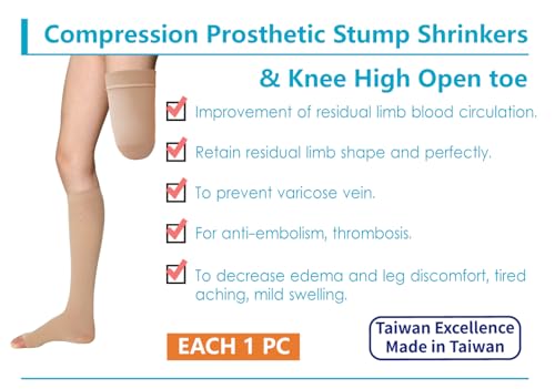 Image of Prosthetic Stump Shrinkers AK & Knee High Compression Stockings Pack- Each 1 PC, Compression Support, 20-30, Daily use, Taiwan Excellence XL