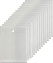 CAMPIO Pack of 10 A4/Legal Top Opening Document File Bag, Transparent Envelope Holder Storage Case, Snap Button Organizer, My Clear Plastic Container White - Ideal for Office, Home, School