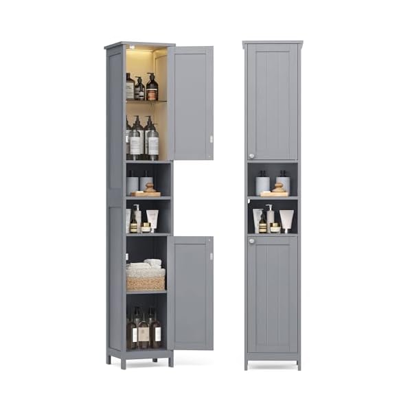 VASAGLE Tall Bathroom Cabinet with Lights,...