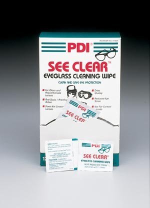 Pdi See Clear Eye Glass Cleaning Wipes 120 Per Box - Pre-moistened wipes, Anti-fog and anti-static formula., 120/bx, 12 bx/cs by PDI