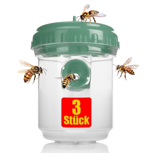 BigDean 3 Stück Wespenfalle Outdoor in Grün ø9x13cm – Lebend Falle zum Aufhängen perfekt für Bienen, Wespen und als Fliegenfalle geeignet