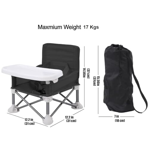 Image of Baby Foldable Chair for Baby boy, Girl | Space Saver Baby Seat Booster High Chair Camping Chair for Kids, Toddler | Beach Chair for Travel, Outdoor, Fishing | Folding Chair Booster Seat with Tray
