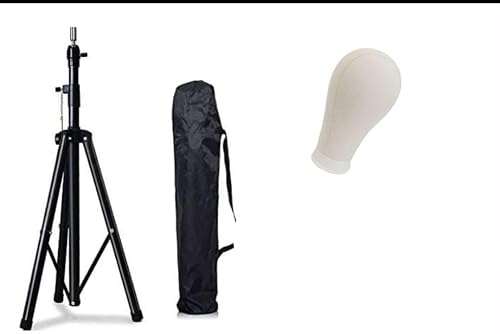 Wig Stand Tripod Kit with Canvas Mannequin Head and Carry Bag