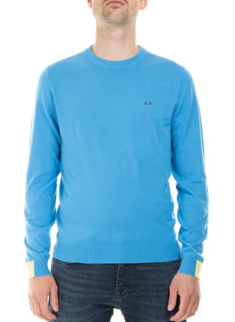 Pull SUN68 Maille ronde Patch Rib avec finitions haut de gamme