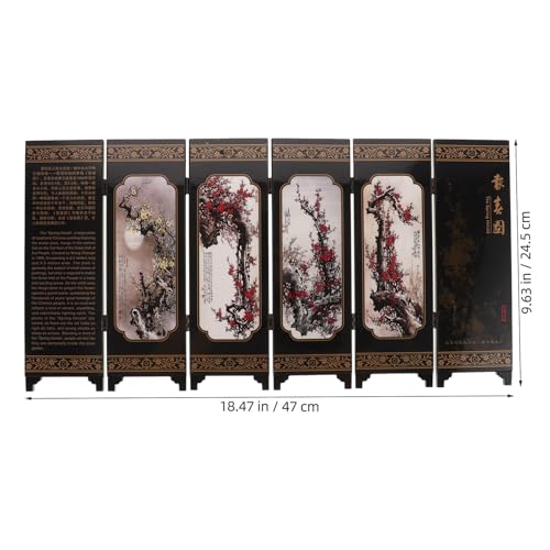 Biombo antiguo pequeño de madera miniatura adorno elegante clásico partición de pantalla mueble 3