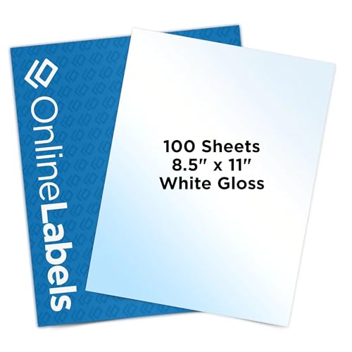 8.5 x 11 White Gloss Sticker Paper (Inkjet Printers Only) - 100 Sheets - Full Sheet Labels - OnlineLabels