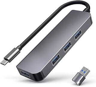 USB C Hub,With USB to USB C Adapter,USB C 3.0 Port Adapter for Laptop 4 Ports,Aluminum USB C to USB Adapter, USB C 3.0 Compatible for MacBook Pro/Air 2020/2019, iPad Pro,XPS