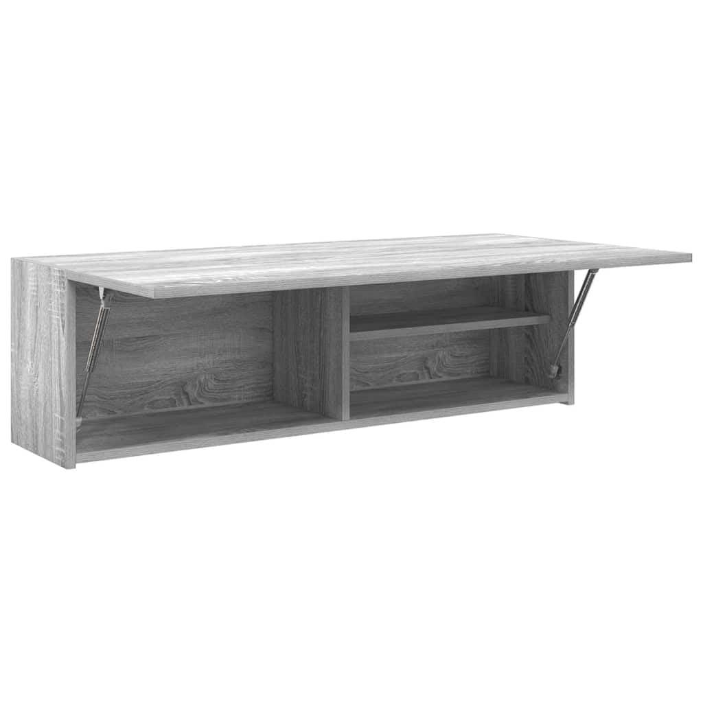 Floating Wall Cabinet, Modern Wood-Grain Wall-Mounted Storage Unit, Hanging Shelf Cabinet for Bathroom, Kitchen and Living Room (100 x 25 x 30 cm)
