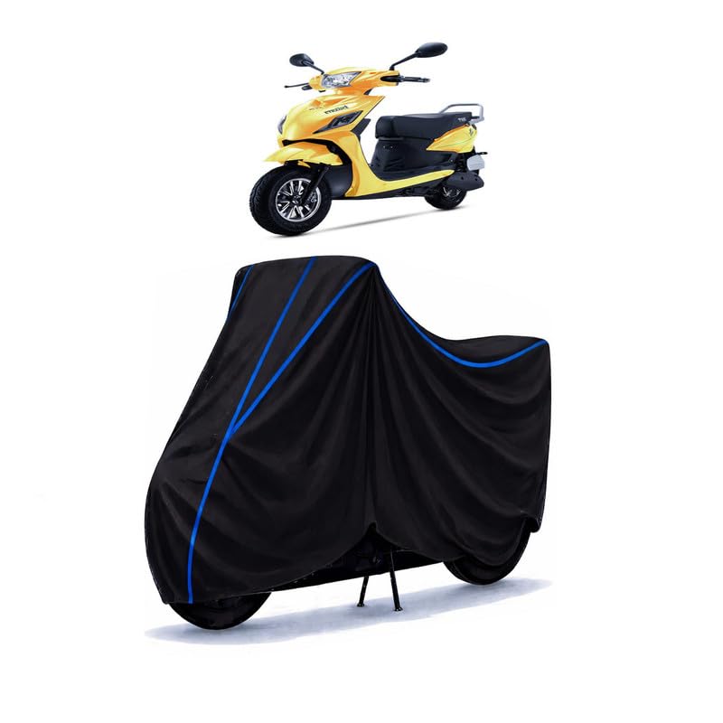 Image of Scooty Cover Water Resistant for ETrance Neo Plus | Universal Scooter & Bike Cover | Heavy Duty UV Dust, Rain & Scratch Protection | Elastic Fit All Weather Indoor Outdoor | Black with Blue Piping