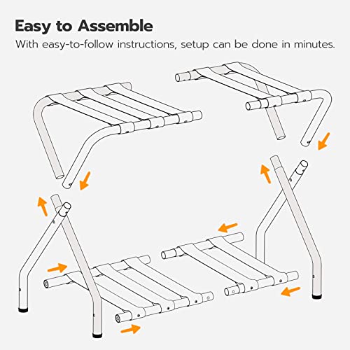 Hoobro Luggage Rack, Folding Luggage Racks For Guest Room, Suitcase Stand, 27 X 15.3 X 22 Inches, Metal Foldable Luggage Holder With Nylon Straps, Space Saving, Bedroom, Hotel, Black Bk03Xl01 #TOP4