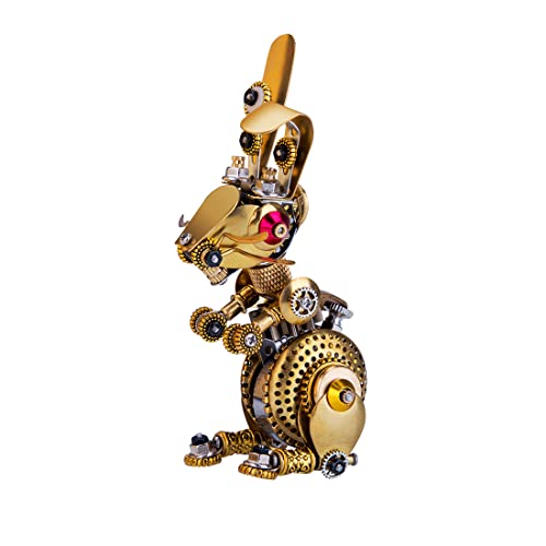 Lingxuinfo 3D Metal Bunny Metal Puzzle, Rabbit Mechanical Model Kit With Easter Egg (150Pcs+), Steampunk Style Model, Home Decor Collection Gift #TOP7