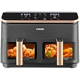 Cosori Air Fryer Grande 8,5 Litros, Freidora de Aire con Doble Cesta, Airfryer con Ventana, Recetas en la App, Multifunción 10 en 1, Alta Potencia y 55% de Eficiencia, Bajo Ruido, Fácil de Limpiar