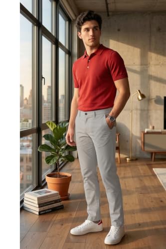 Image of Louis Philippe Men's Slim Fit Premium Cotton Soft Handfeel Solid Chinos