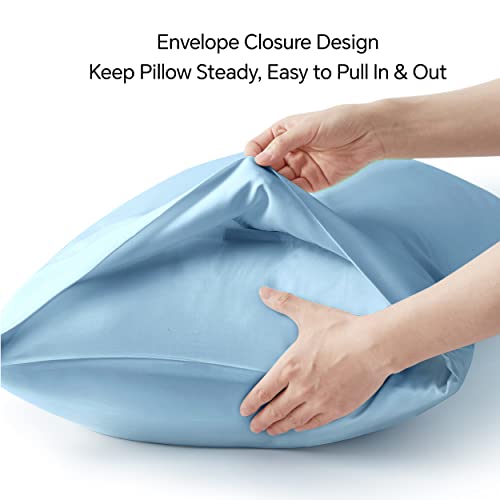 Image of BEDELITE Cooling Pillow Cases Queen 2Pcs, Rayon Made from Bamboo, Blue | Cooling and Breathable Pillow Cover for Hot Sleepers & Night Sweats, Silky Soft Cozy, Envelope Closure, 20 inchx30 inch