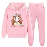 LSHDCER Kinder Jogginganzug Mädchen 2tlg Bekleidungsset Sweatjacke & Sweathose Sportanzug Trainingsanzug Outfit-Set, 116, Rosa