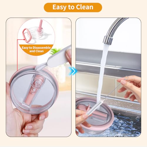 Image of 2 Pack Stanley Lid Replacement 40 oz, Leak Proof Lid for Stanley Quencher H2.0, Leakproof Spill Proof Flip Straw Tumbler Lids for Stanley Cup Accessories, BPA Free No Spill Lid