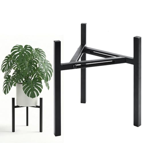 gajavo Adjustable Plant Stand Indoor Outdoor, Heavy Duty Metal Modern Plant Holder for 8-12 Inch Pots, Stable Corner Flower Pot Stand Black (Pot & Plant Not Included) (Back-1PCS)
