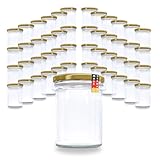 flaschenbauer.de 48er Set Sturzgläser 430 ml inkl. Twist Off Deckel TO82 zum Einmachen von Suppen (Deckel Gold, TO82)