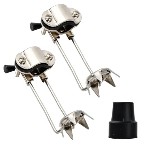 Eiskralle mit Zackenkranz Schneespike (2 Stück)– Hochklappbar, Eiskrallen für Gehstock universal, 5 Spitzen, mit Strapazierfähige Gummifuß