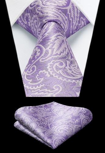 Image of HISDERN Vest and Tie Sets for Men Vests Paisley Floral Jacquard Necktie Pocket Square 3PCS Waistcoat for Suit or Tuxedo