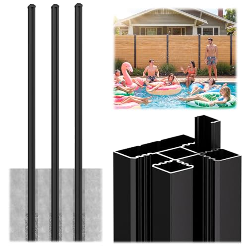 3 Pack 8FT Inground Aluminum Fence Posts for 6FT Privacy