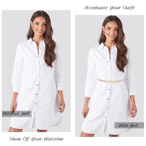 Women Skinny Belts Thin PU Leather Waist Belts with Gold Buckle for Dresses2