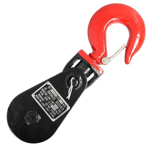 E-Rigging 4-1/2" X 4 ton Plate Sided Snatch Block with Hook for 1/2" Wire Rope | Steel | Painted | for Industrial Use, Construction, Material Handling