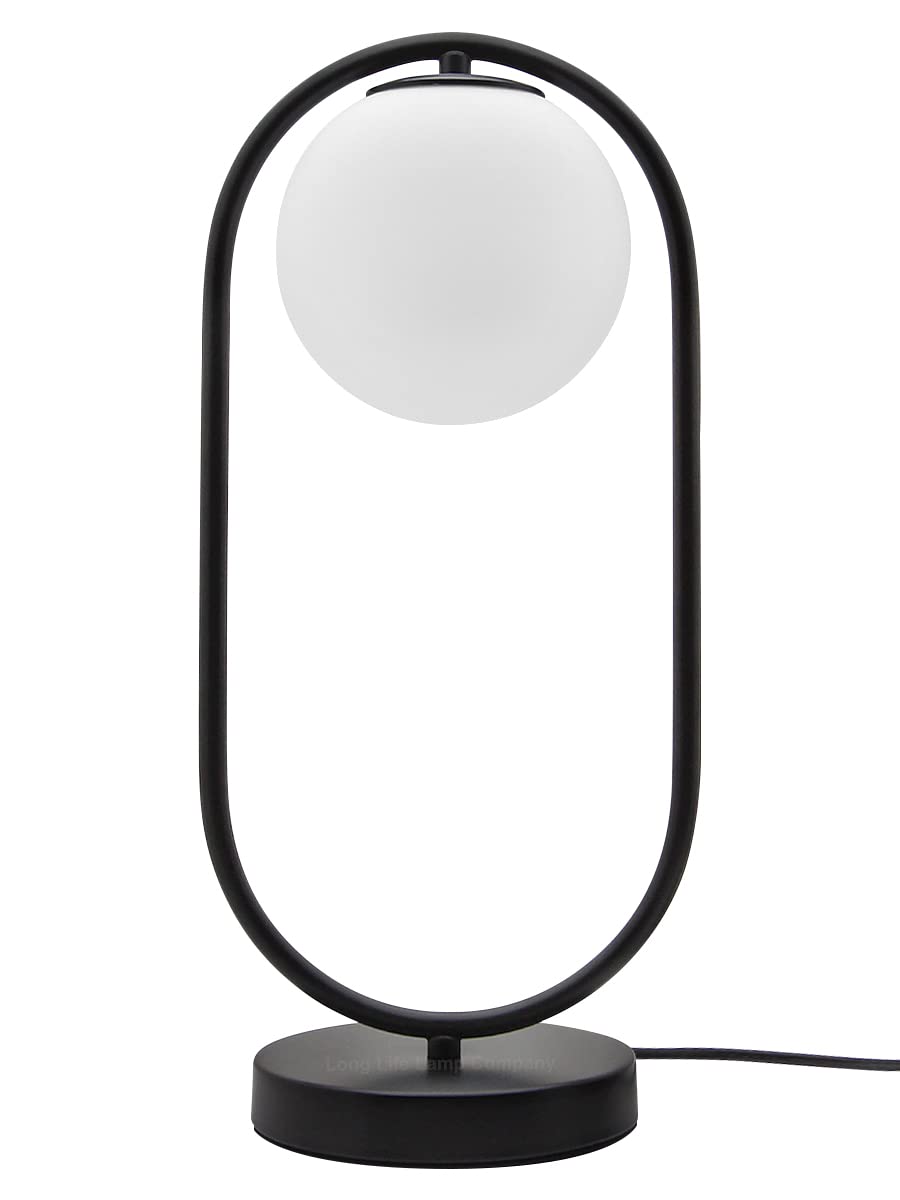 Long Life Lamp Company Black Opaque Globe Table Lamp Retro Desk Lamp Hoop Round Bedside Light H3008