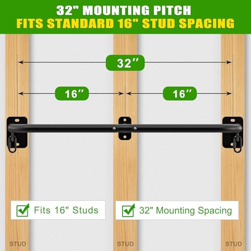 Image of TYB Wall Mount Pull Up Bar, Heavy Duty Strength Training Chin Up Bars, Door Frame Bars Ceiling Wall Mounted, Thick steel Sturdy Hanging for Home Gym Workout (Black, Adj. Pull Up Bar)
