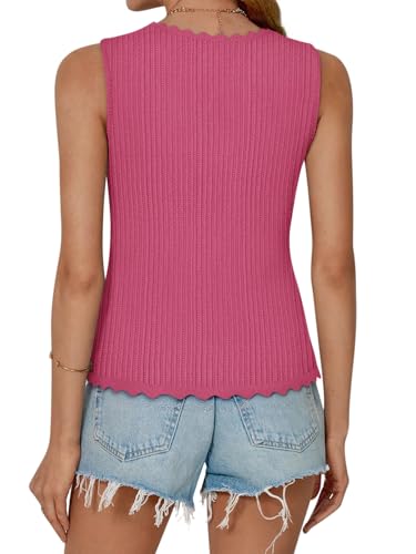 Image of COCCKO Womens Summer Tops Vacation Beach Outfits Cute Tie Front Crochet Vest Knit Sleeveless Sweaters