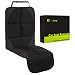 Car Seat Protector with Thickest and Largest Pad for Leather Seats in Luxury Cars ­- 2 Mesh Organizer Pockets -­ Works Great with Children and Pets,­ Waterproof, Black with Red stitching
